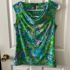 Tank top pretty neckline. Ralph Lauren. Colorful and fun.  Medium. Nice cond